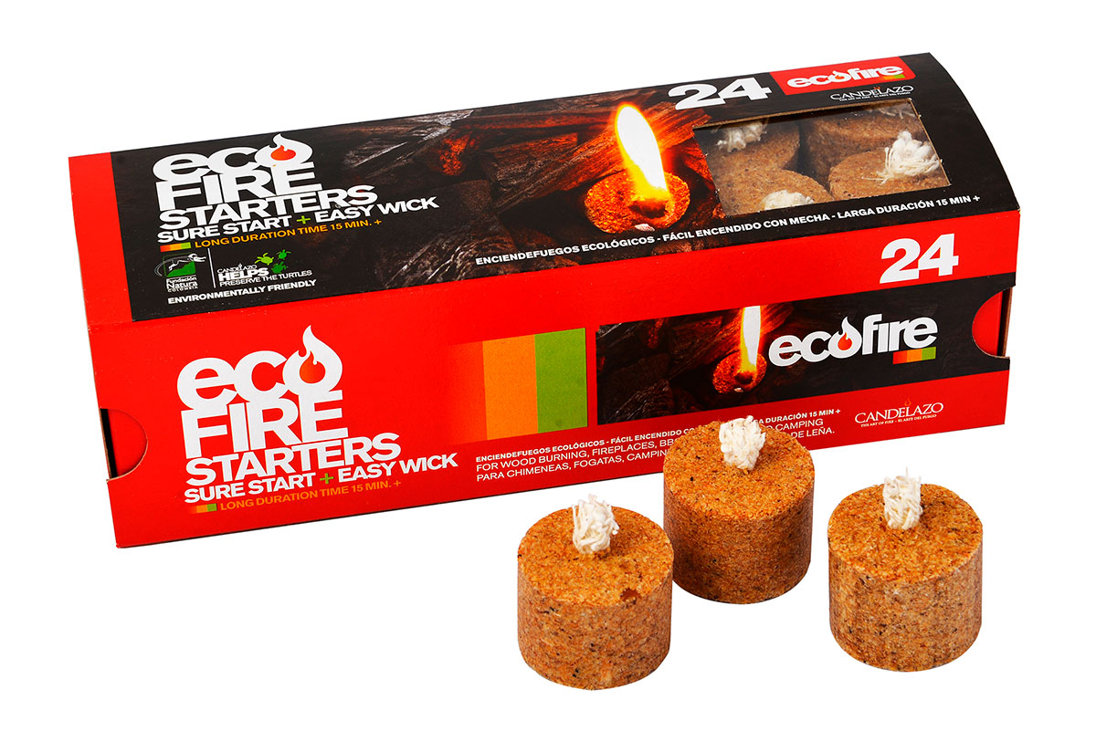 ECOFIRE Ecological Fire Starters Long Duration Time x 96 units. - Candelazo